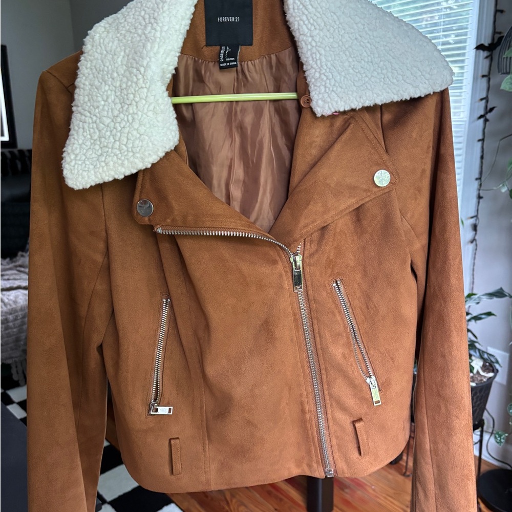 Faux suede moto jacket